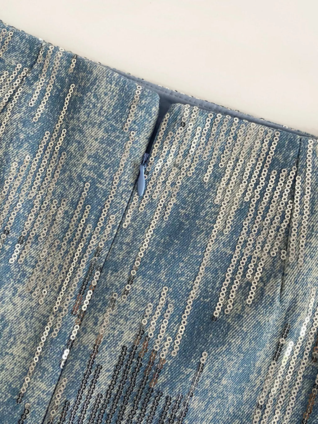 Sequin mini skirt in light blue