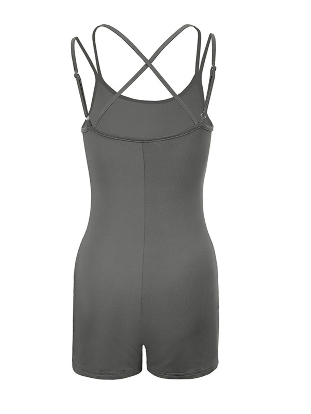 Spaghetti strap romper in brown front view