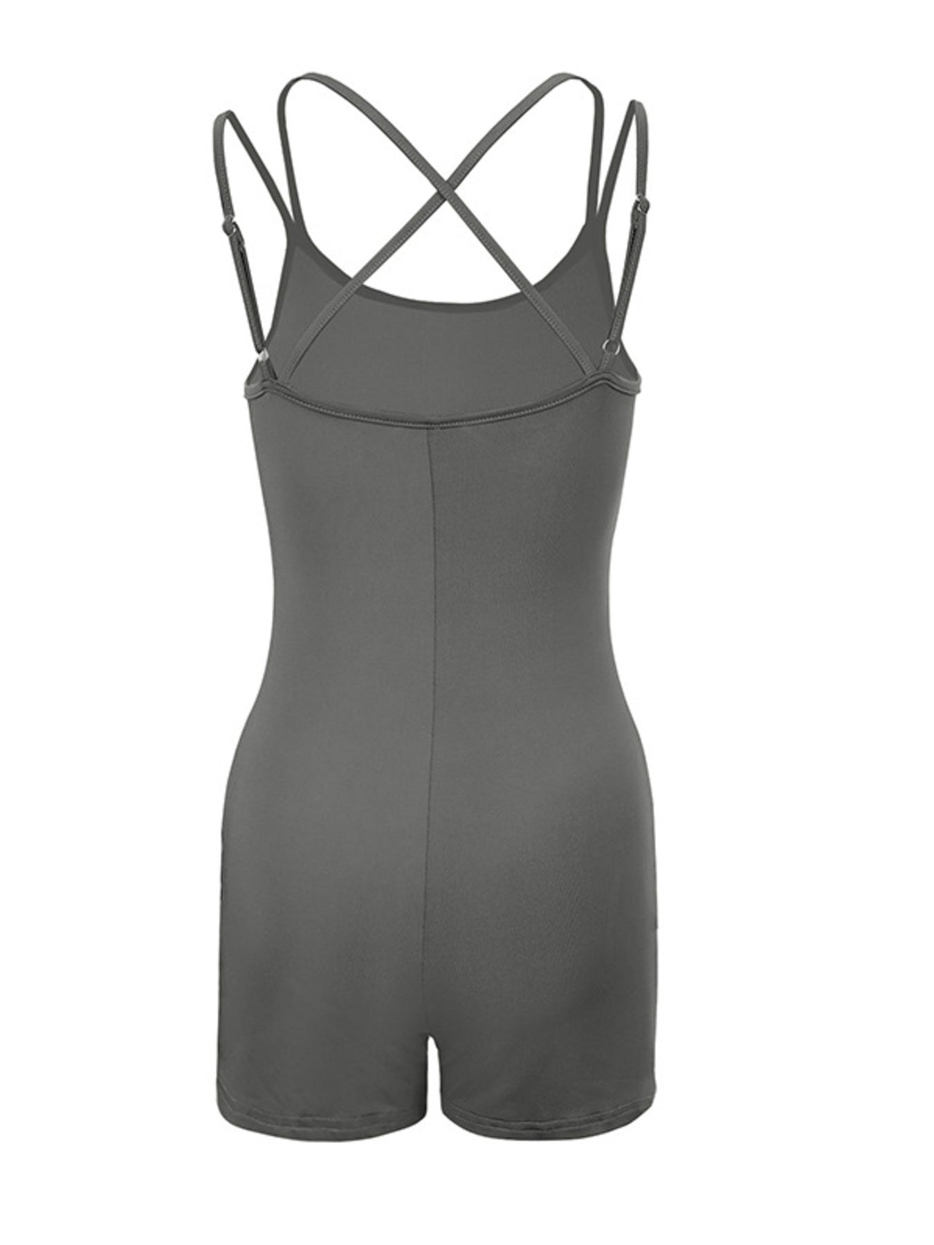 Spaghetti strap romper in brown front view