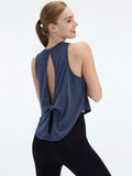 Cutout back active tank front view in french blue