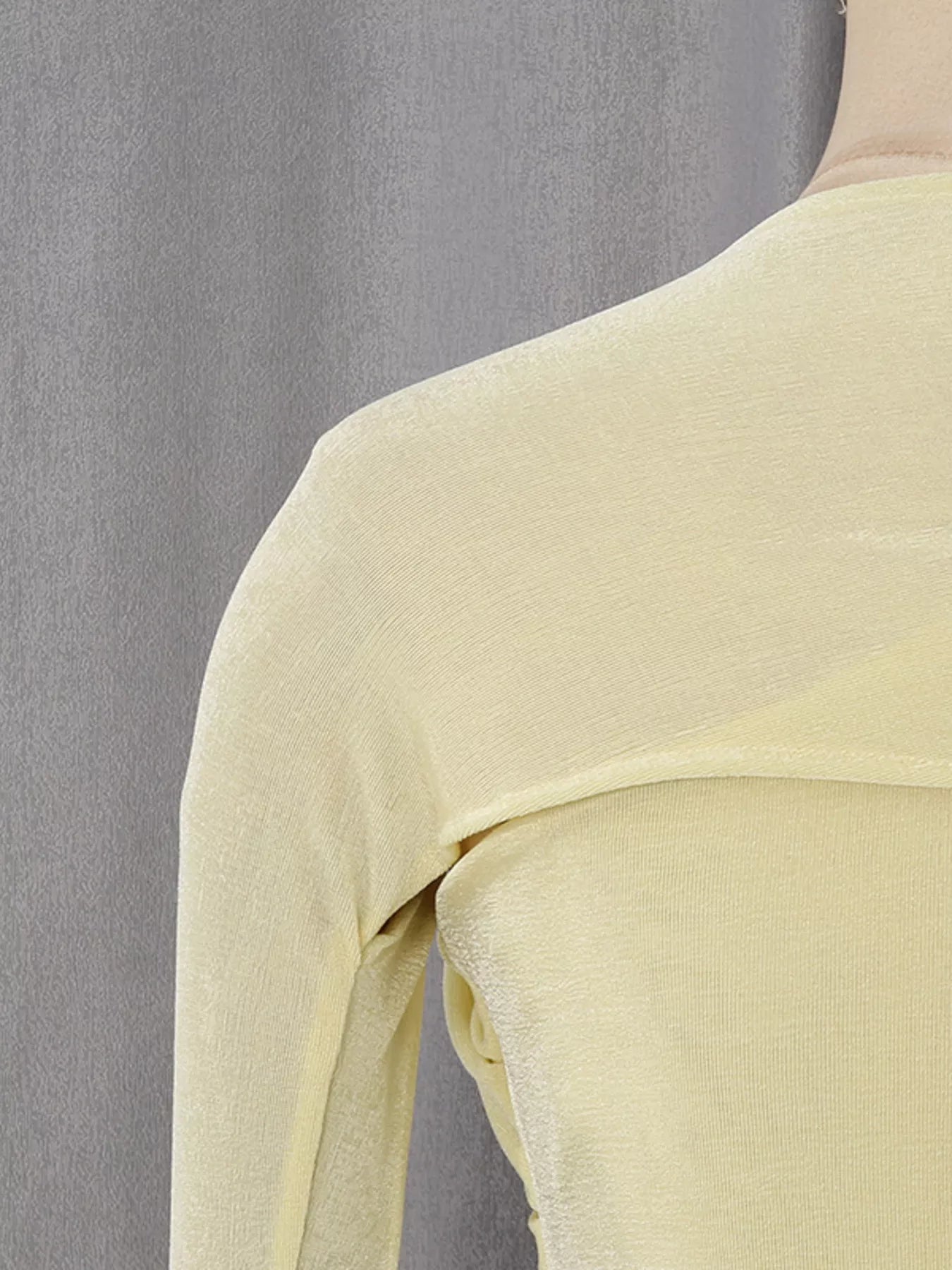 Yellow draped maxi dress side view