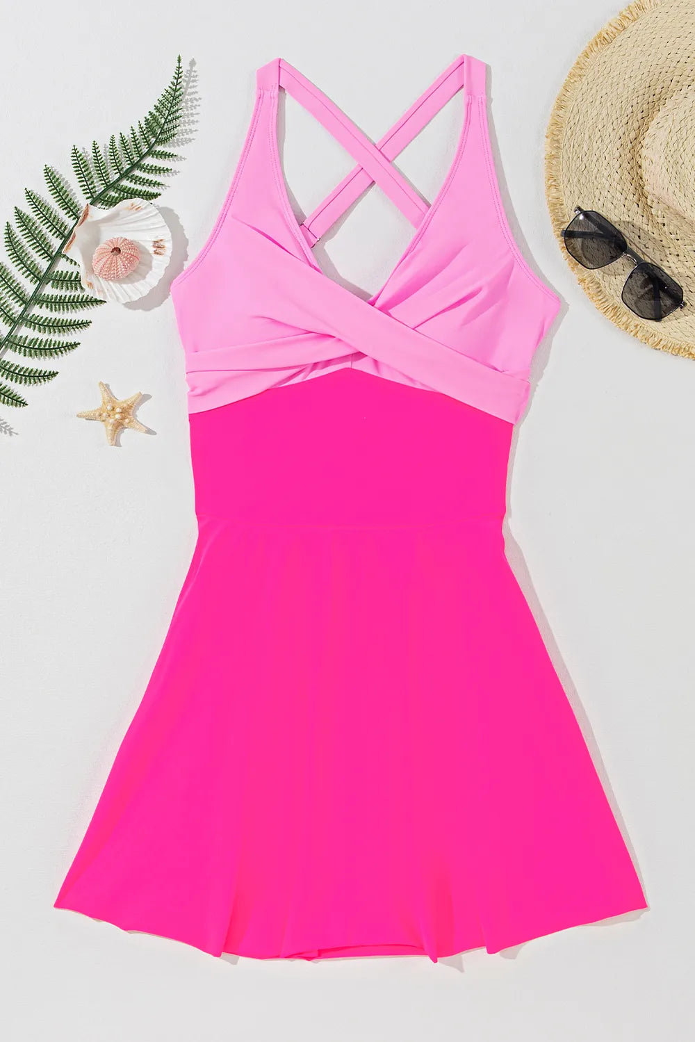 Crisscross tie back one piece swimsuit back view
