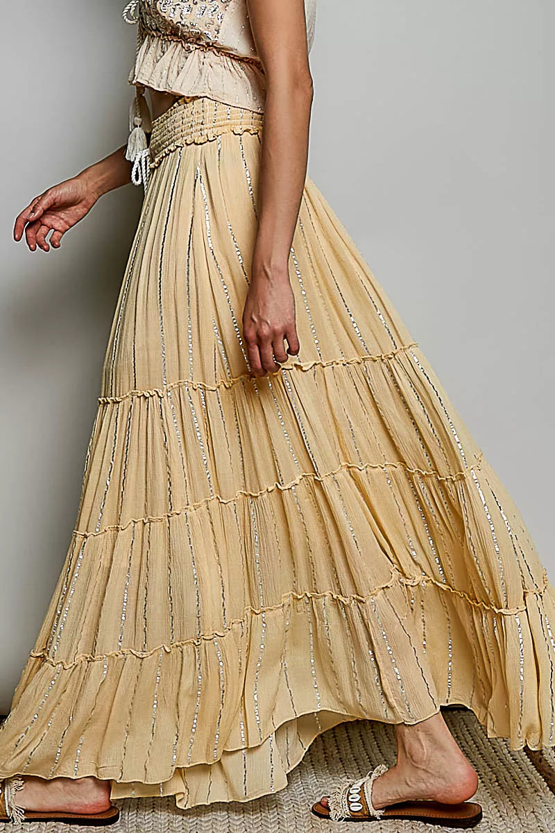 Tiered maxi skirt side view