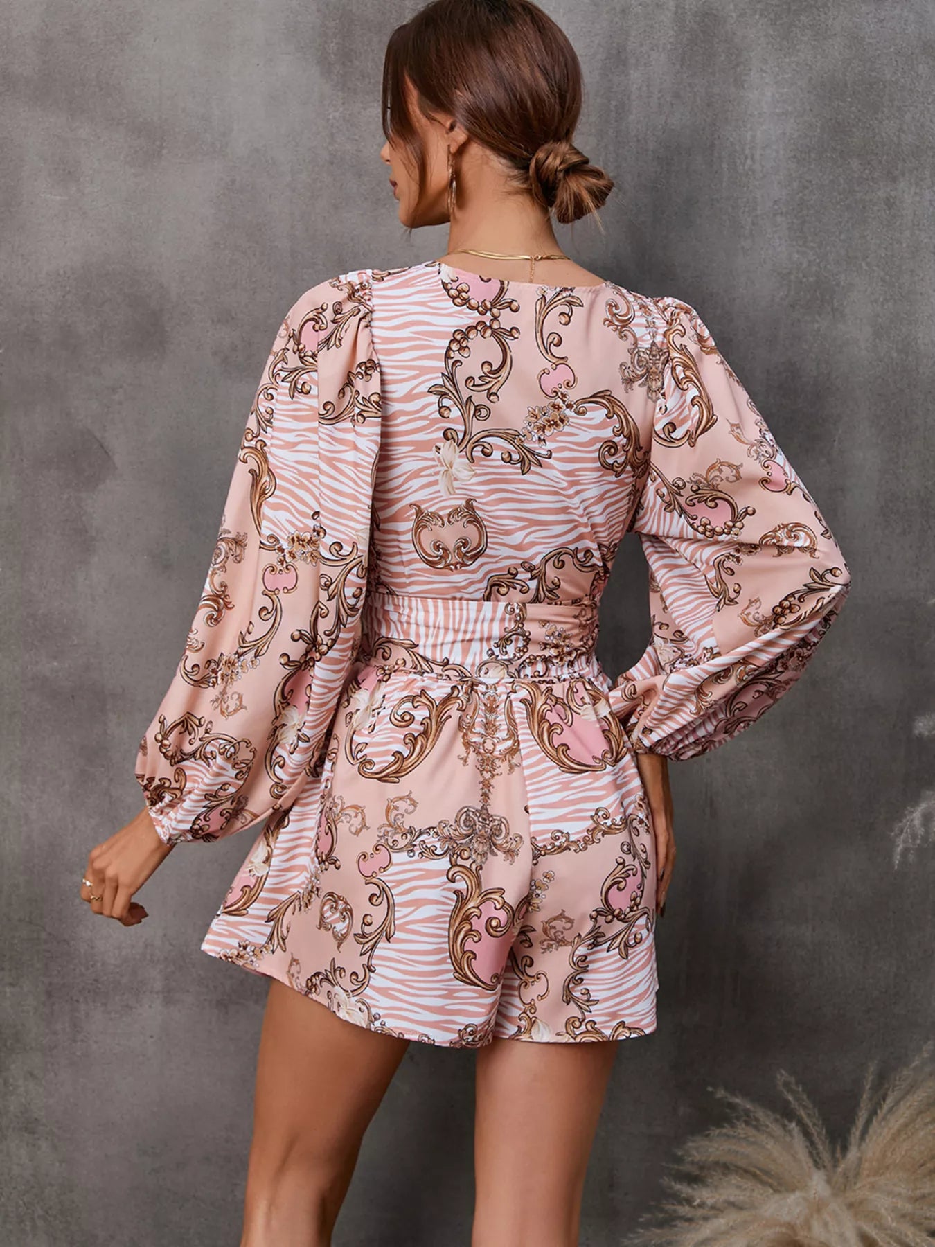 Long sleeve cutout romper front pose