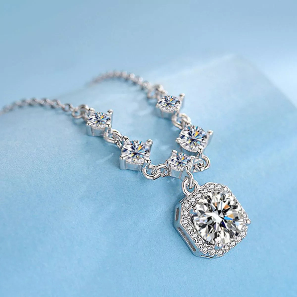 2 carat moissanite necklace angled view