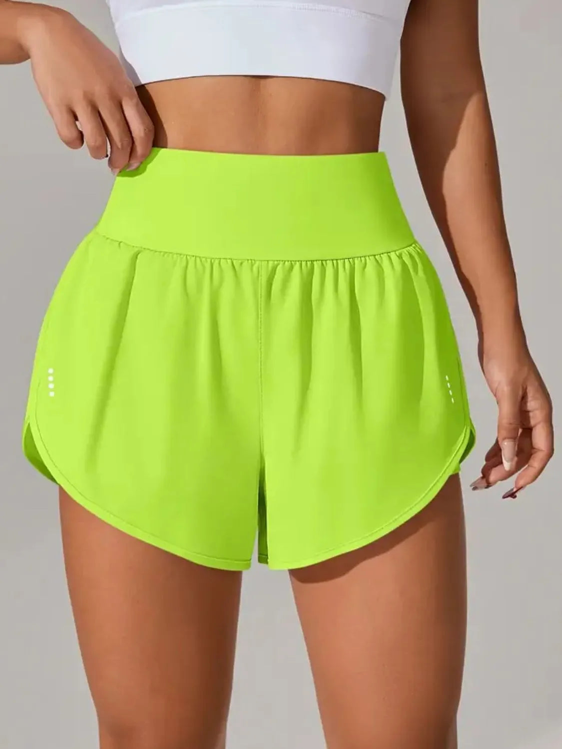 Black high waist shorts waistband detail close up