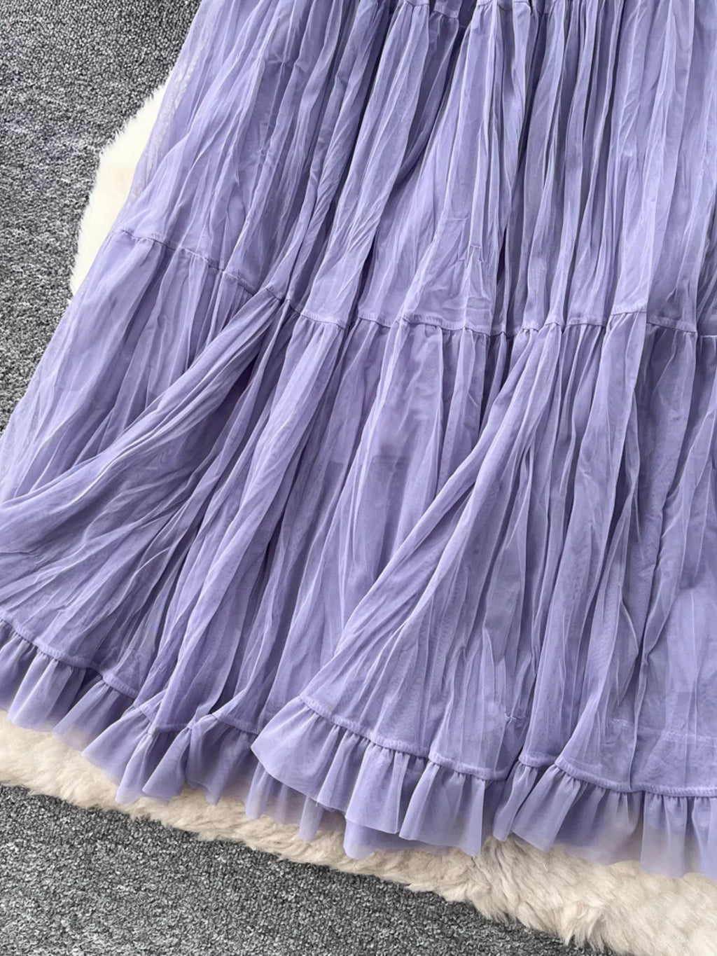 Army green tulle skirt tiered layers detail
