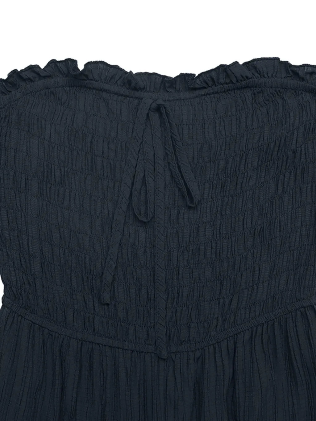 Smocked tube jumpsuit full length view