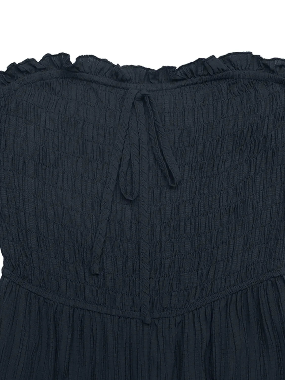 Smocked tube jumpsuit full length view