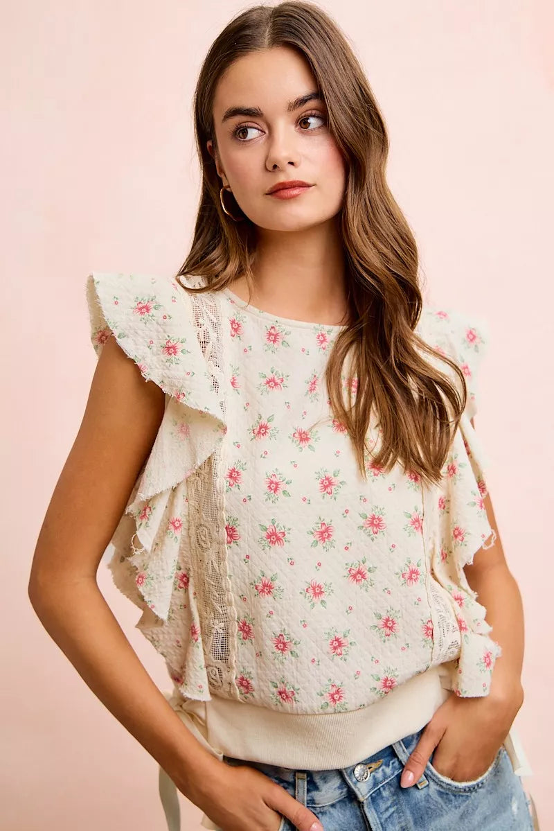 Floral print top back view