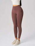 High waist active leggings front view in black