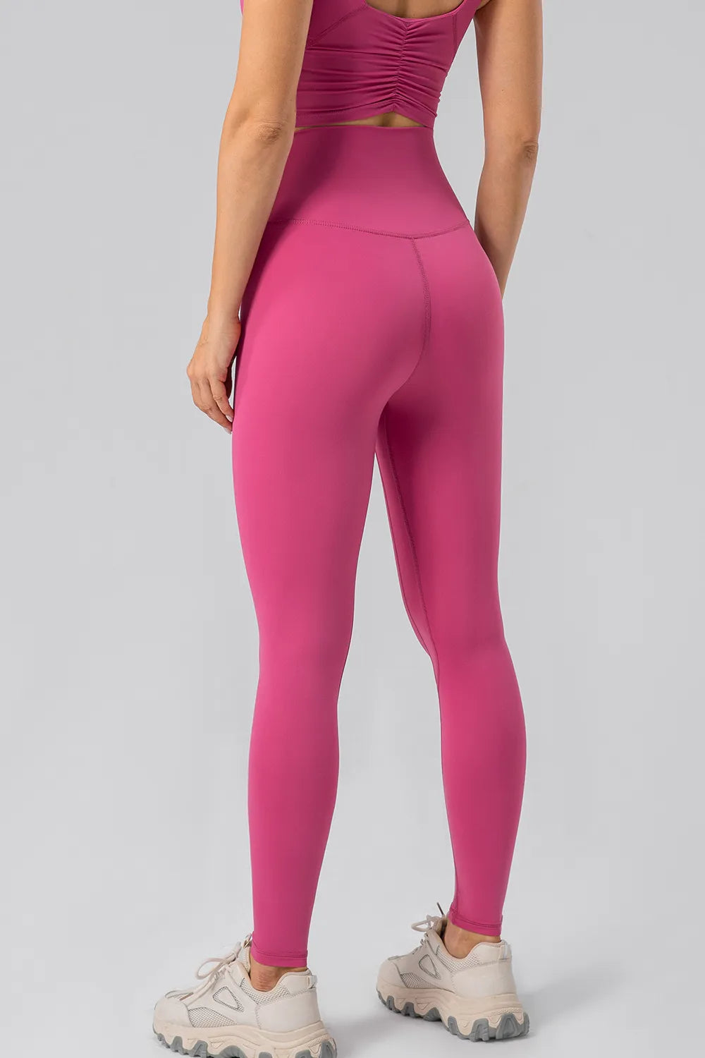 High waist active leggings back detail on model