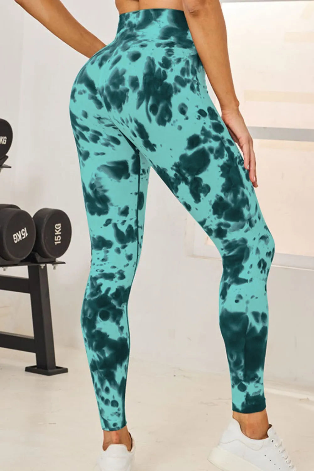 Black tie dye high waist active leggings