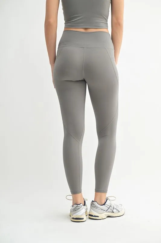 High waisted leggings in new pewter side view