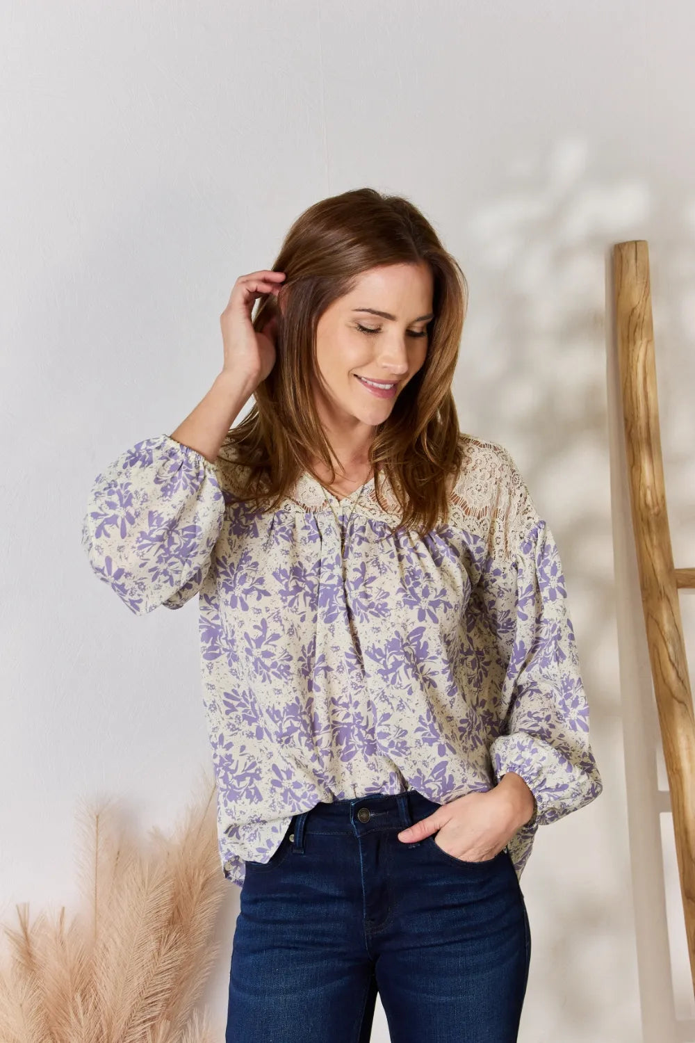 Printed blouse back view