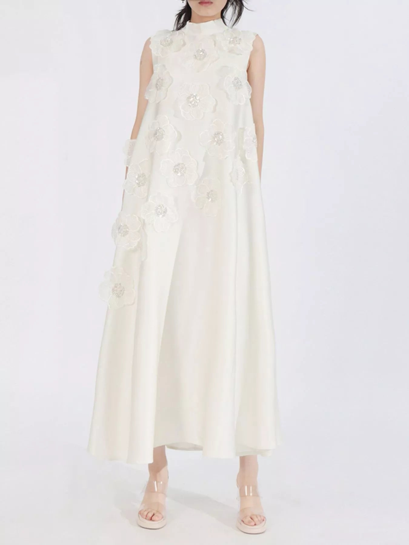 Floral maxi dress side view