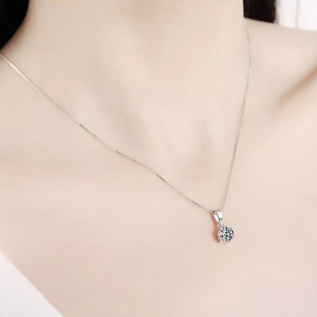Moissanite pendant necklace sparkle detail