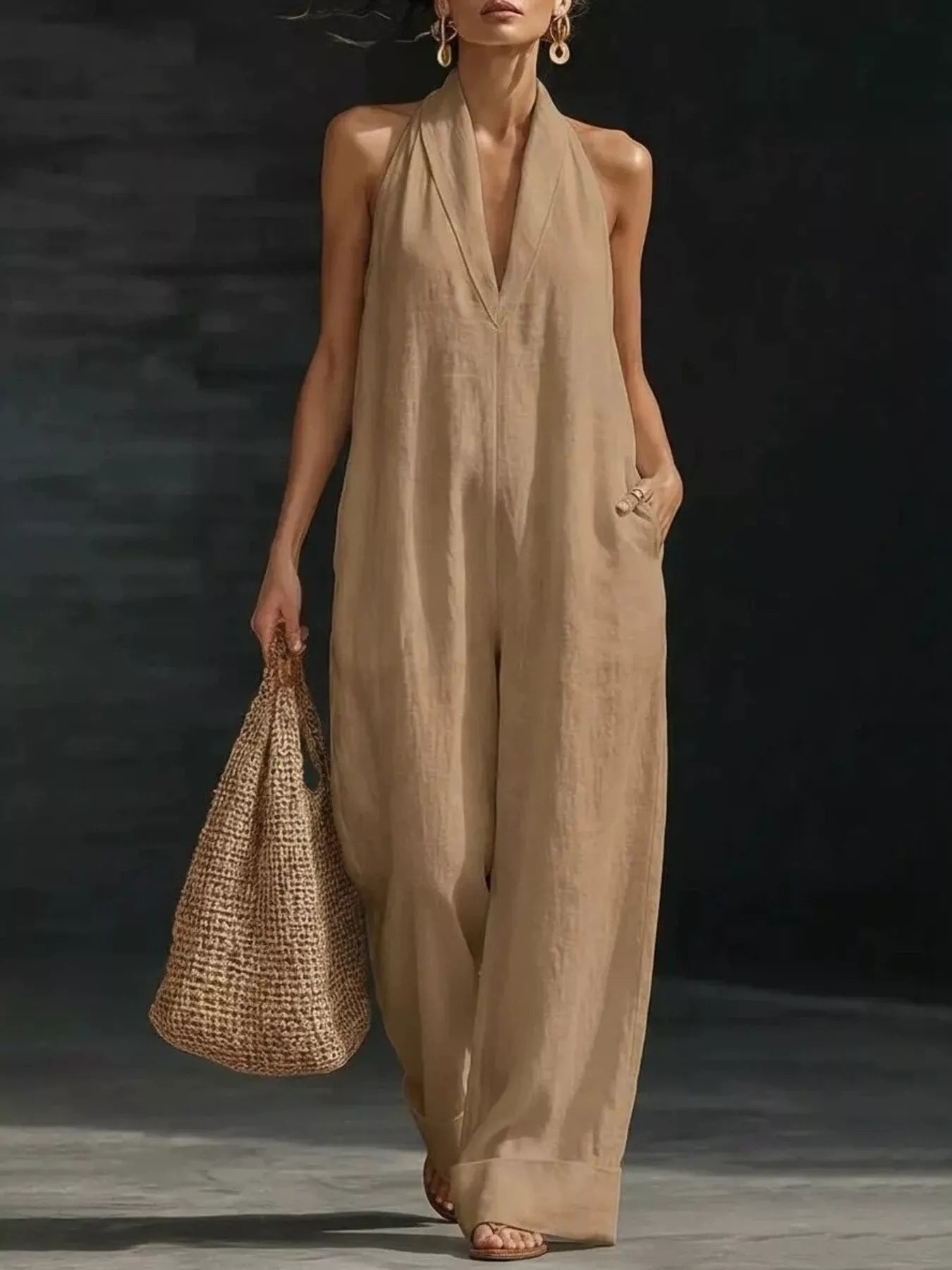Wide leg jumpsuit side view