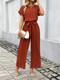 Tie waist jumpsuit back view