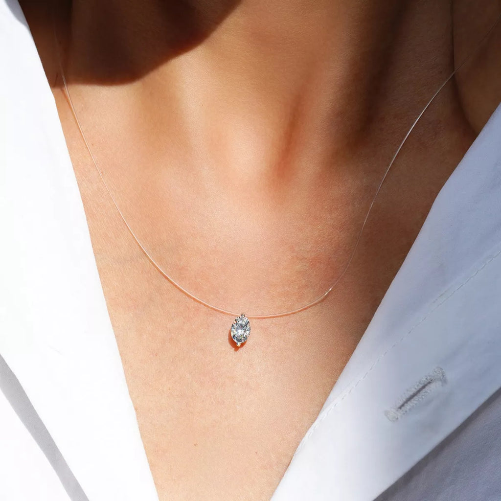 Sterling silver moissanite pendant close up detail