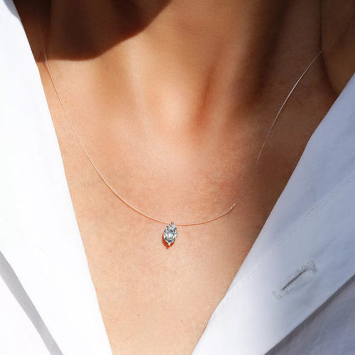 Sterling silver moissanite pendant close up detail