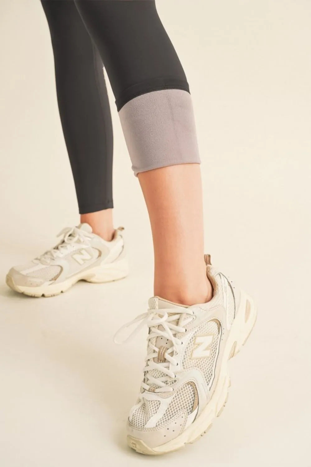 Fleece lined high waisted leggings high waist detail
