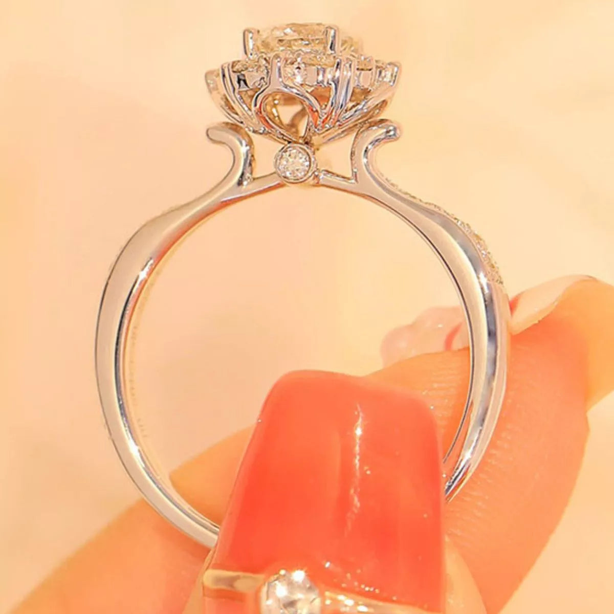 Moissanite solitaire ring side profile
