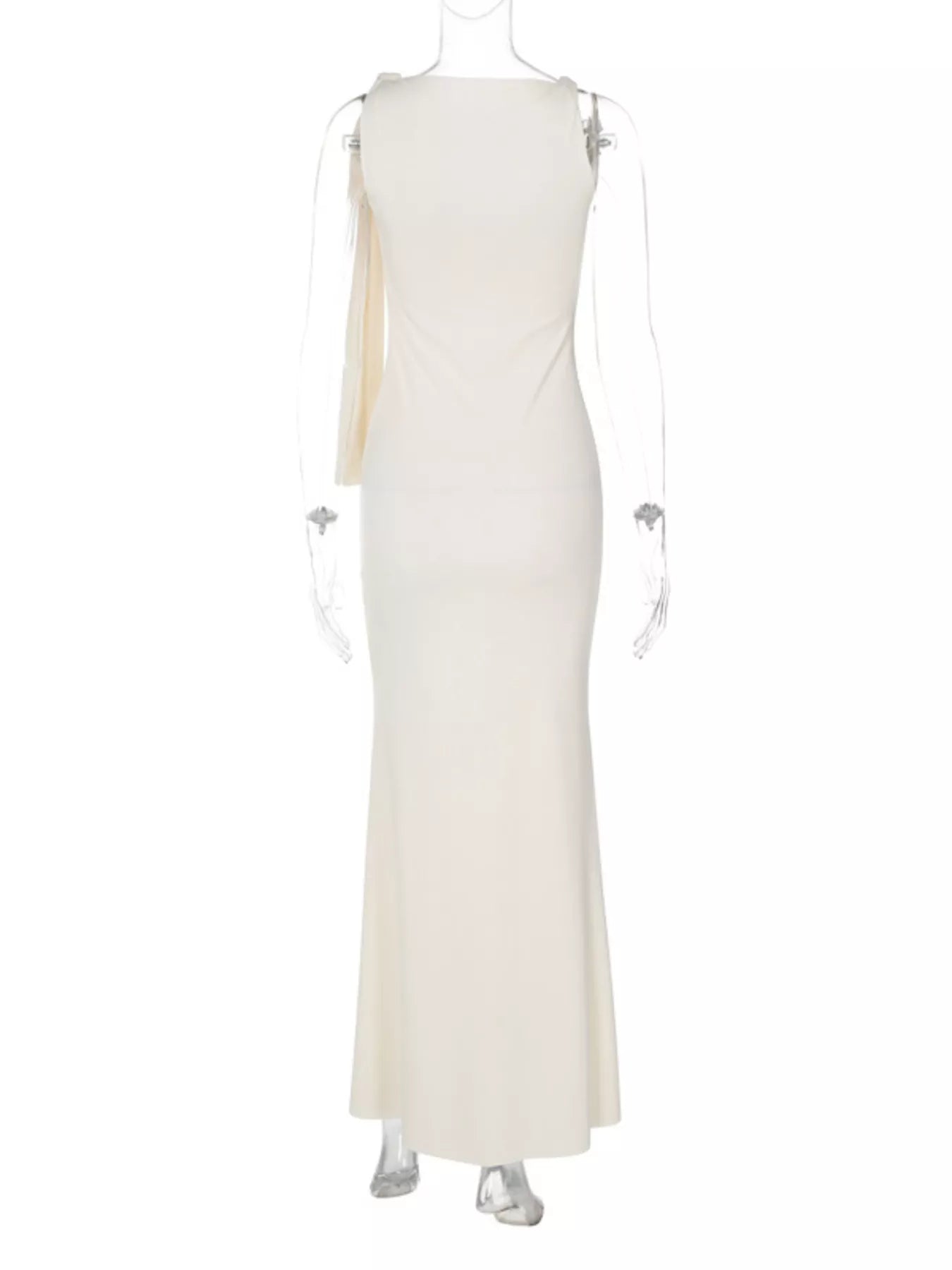Fabric fold detail on draped maxi dress