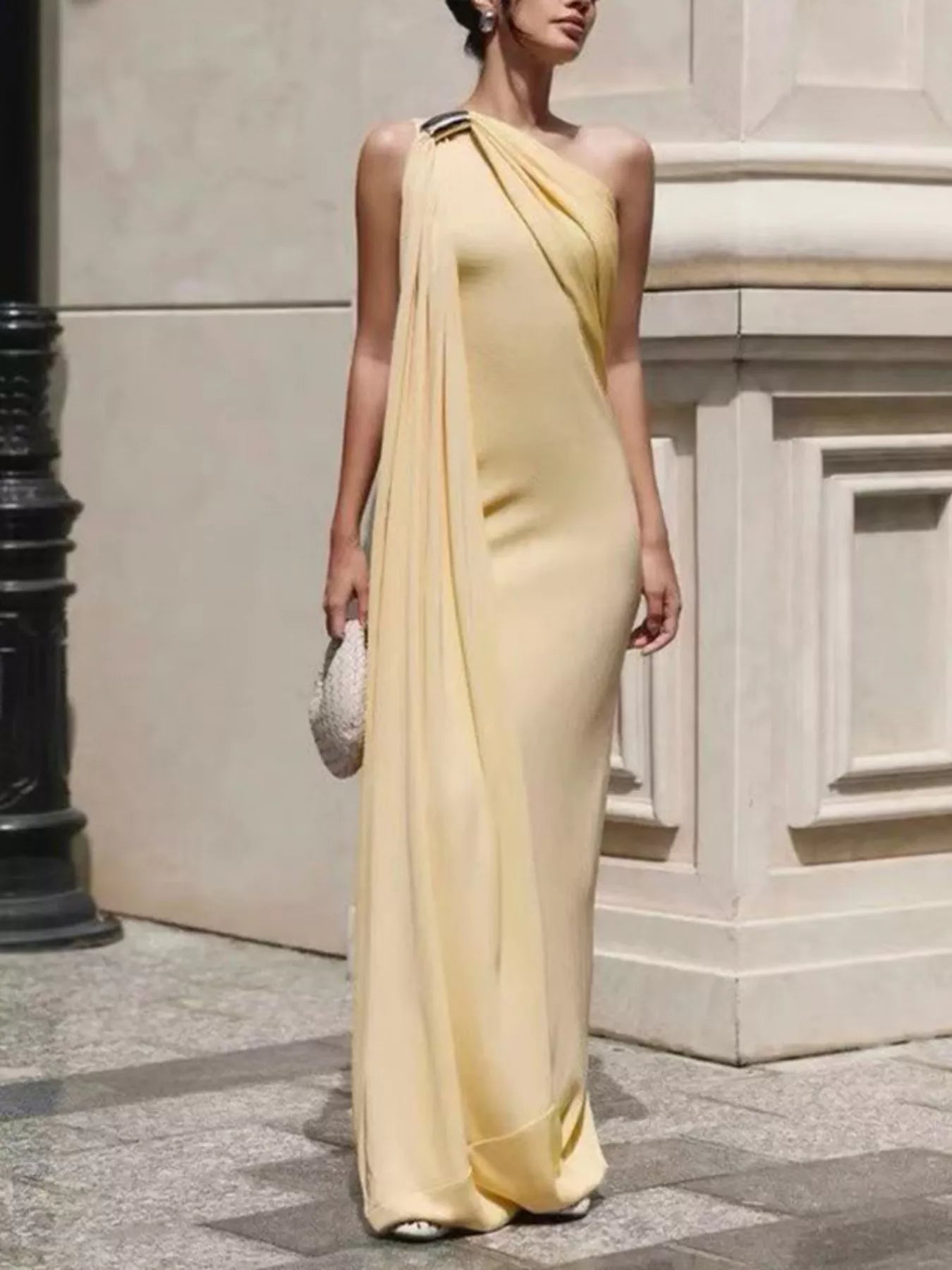 Draped maxi dress back view