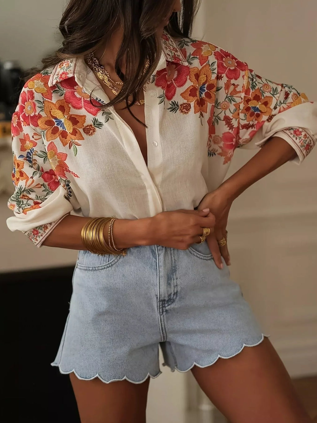 Floral print shirt back view