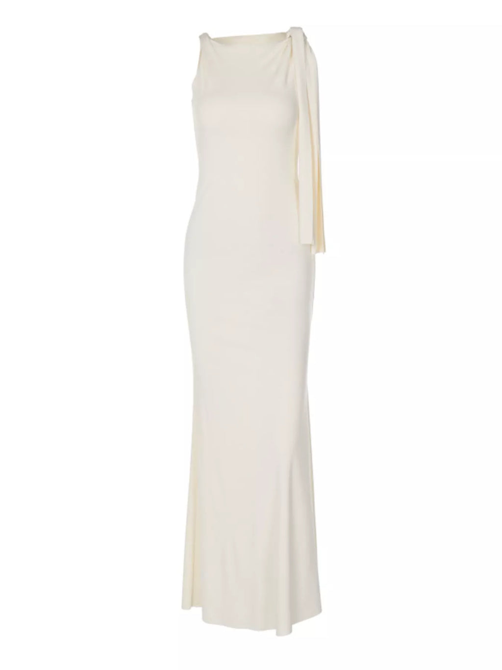 Sleeveless draped dress side view