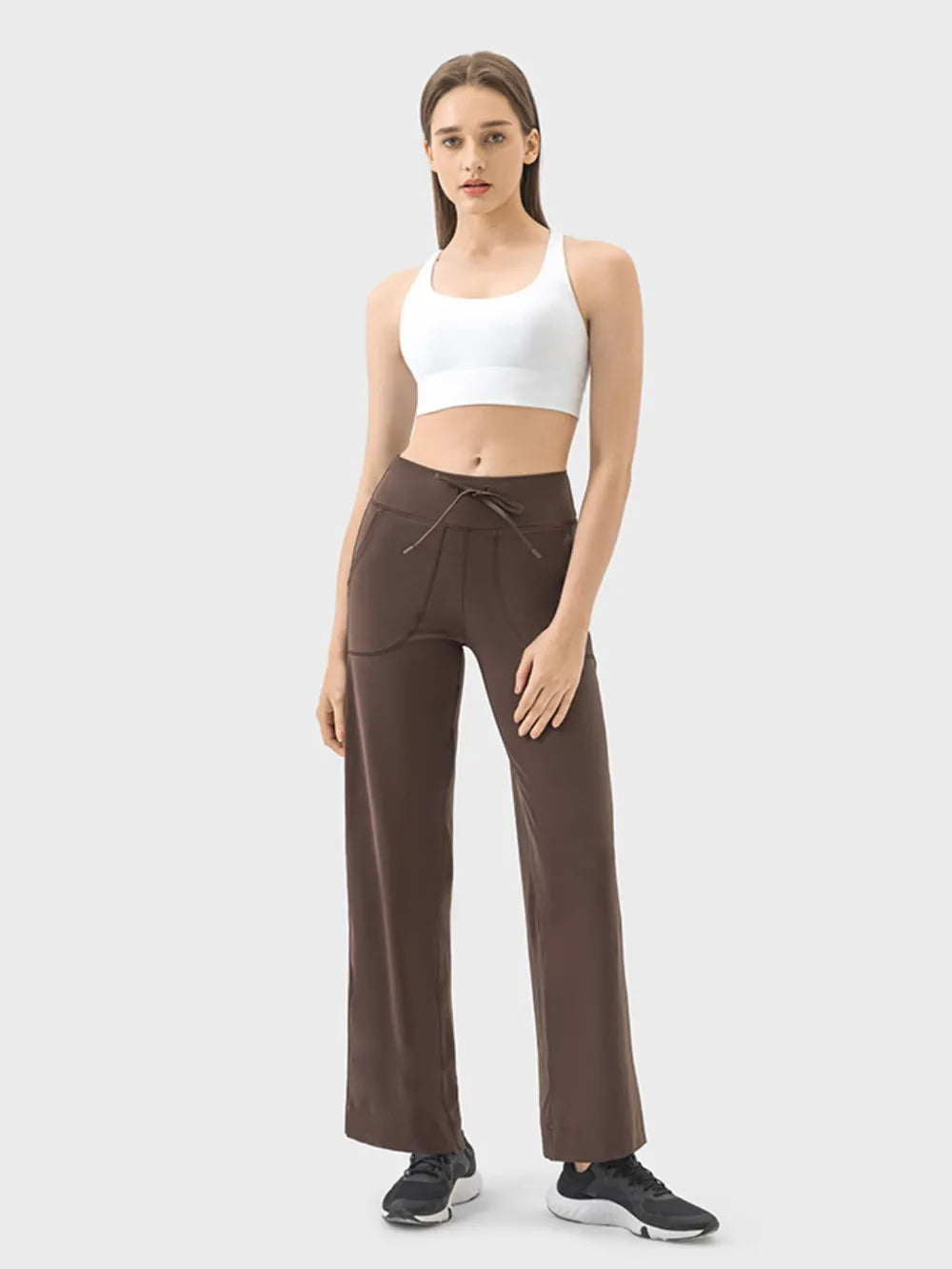 Drawstring active pants detail of side pocket