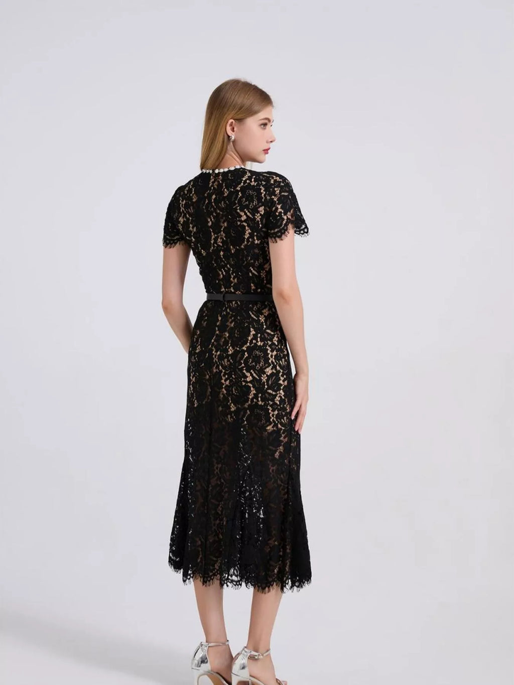 Lace short sleeve mermaid dress styled