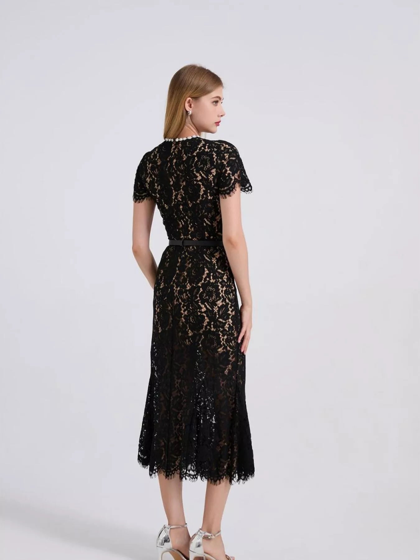 Lace short sleeve mermaid dress styled