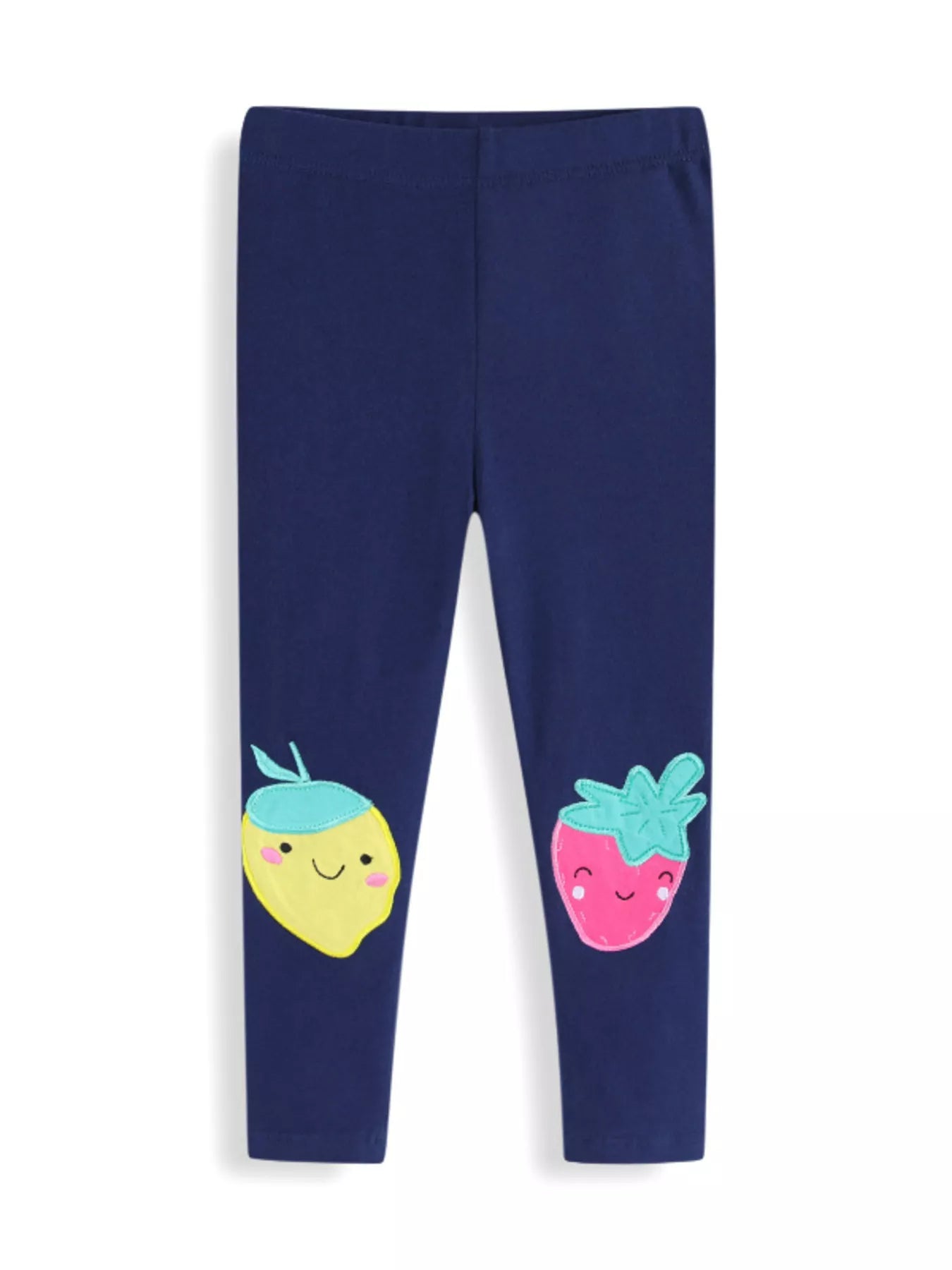 Girls knit leggings showing cute fruit applique detail
