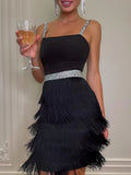 Fringe trim cami mini dress front view