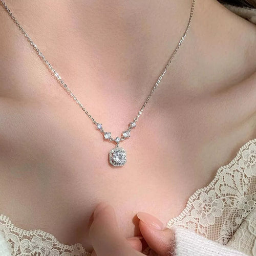 2 carat moissanite sterling silver pendant necklace front view