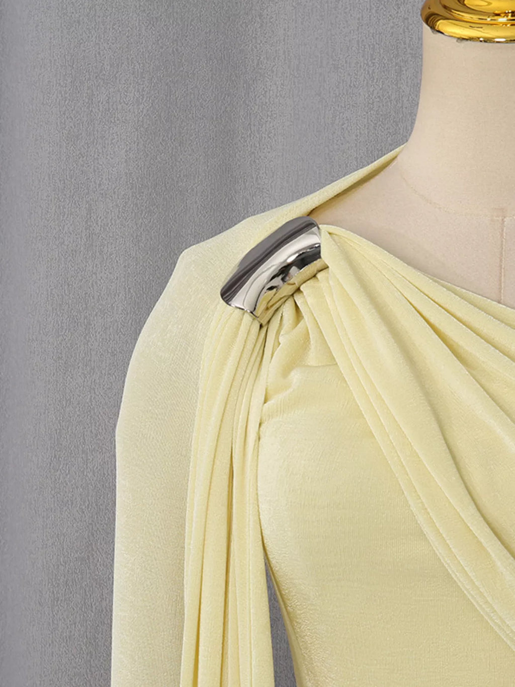 Brown maxi dress side profile pose