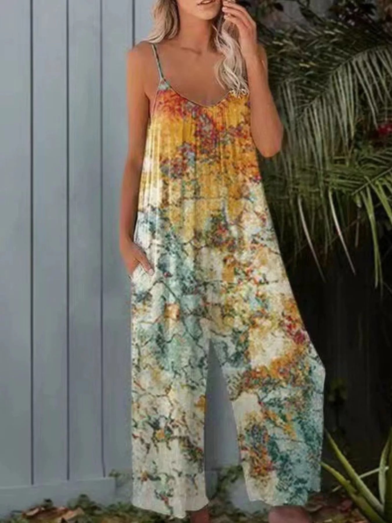 Tie dye wide leg jumpsuit additional color view