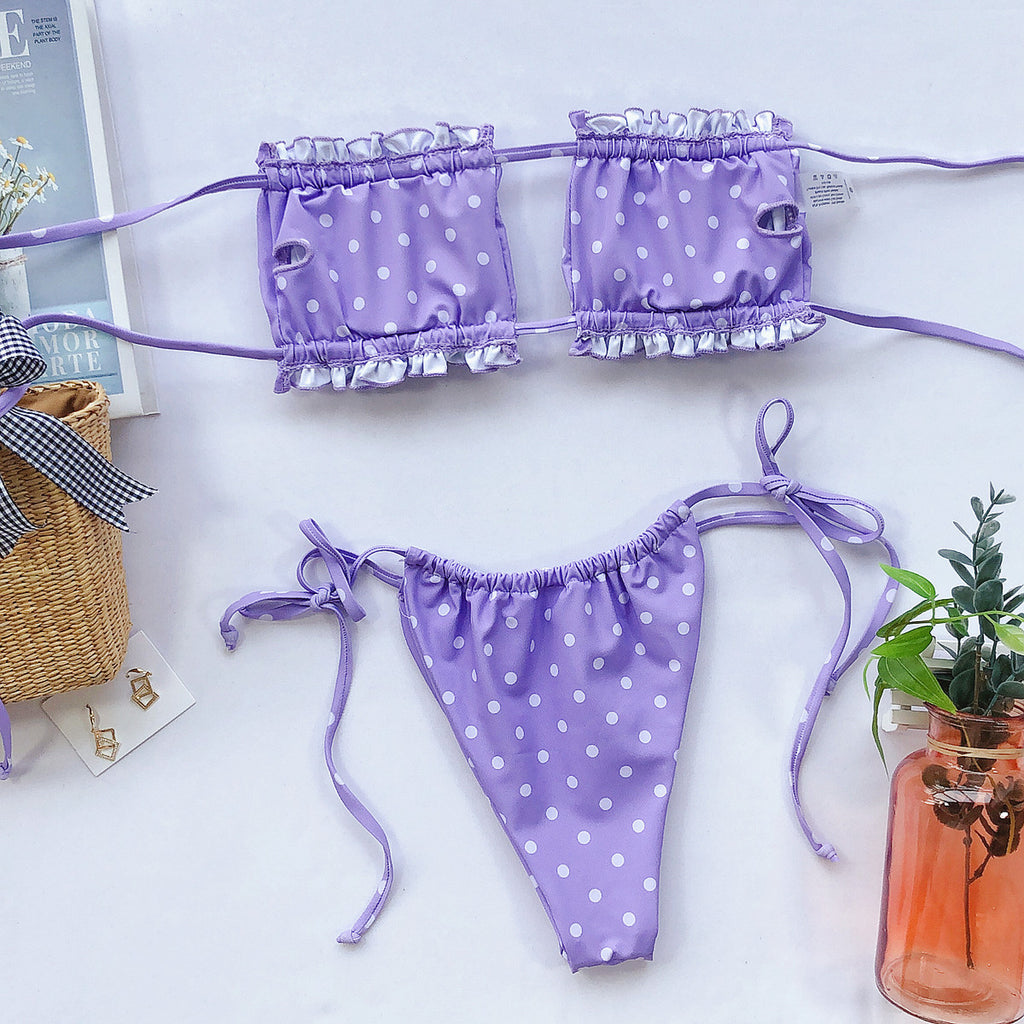 Ruched bikini set tie side bottoms detail