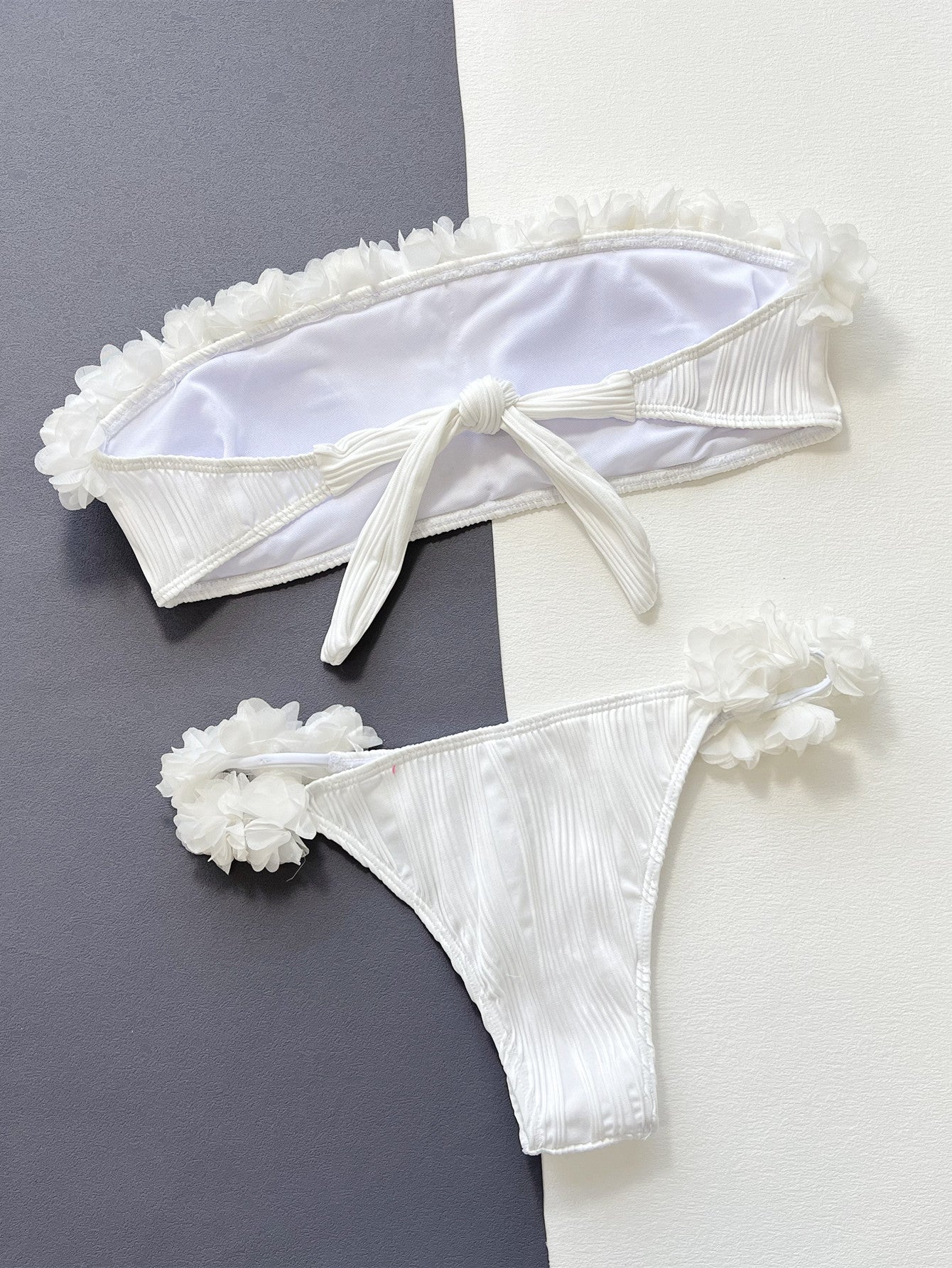 Applique two piece bikini set full look