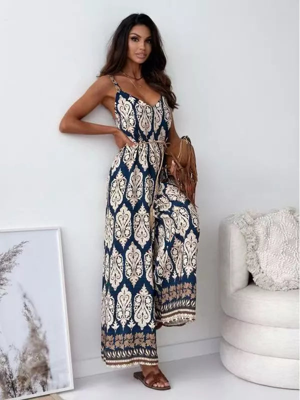 Dust storm printed jumpsuit side profile