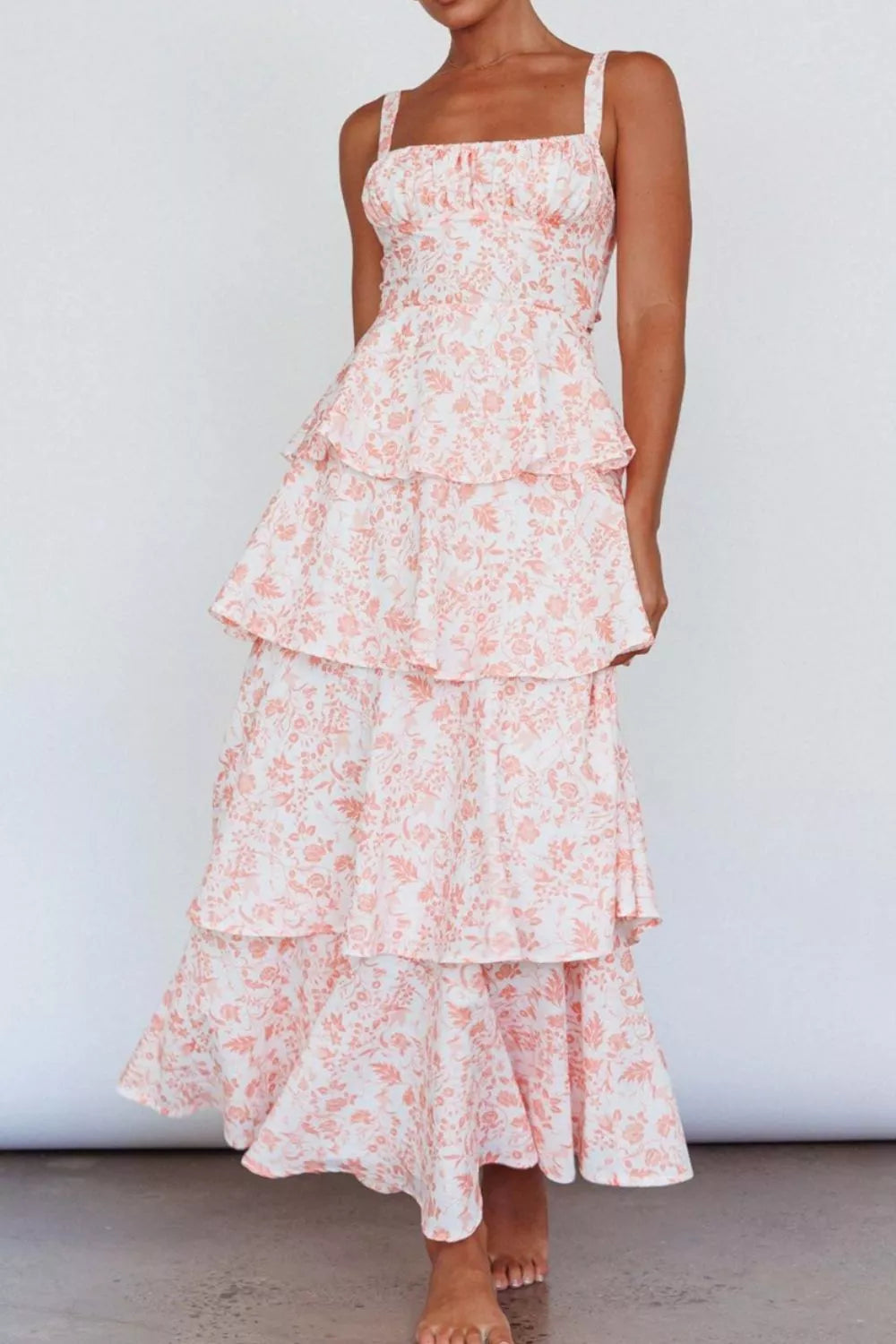 Fuchsia pink floral maxi dress front