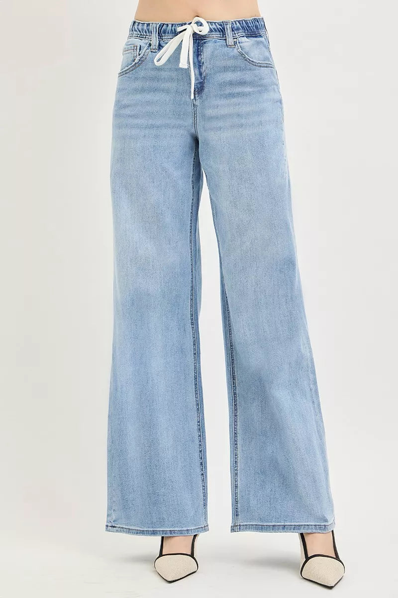 RISEN slouchy wide leg jeans back view showing pockets