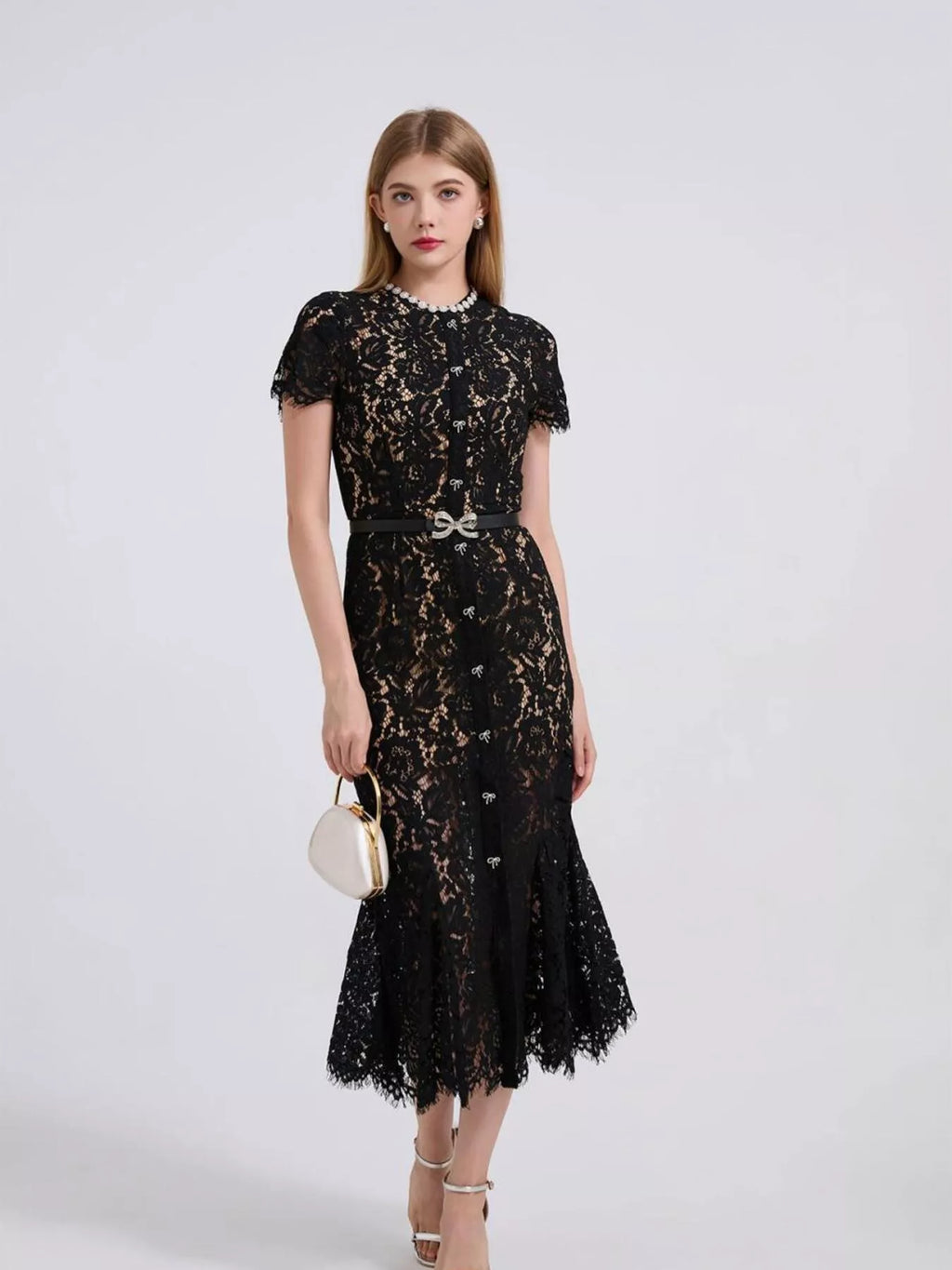 Lace dress hemline detail
