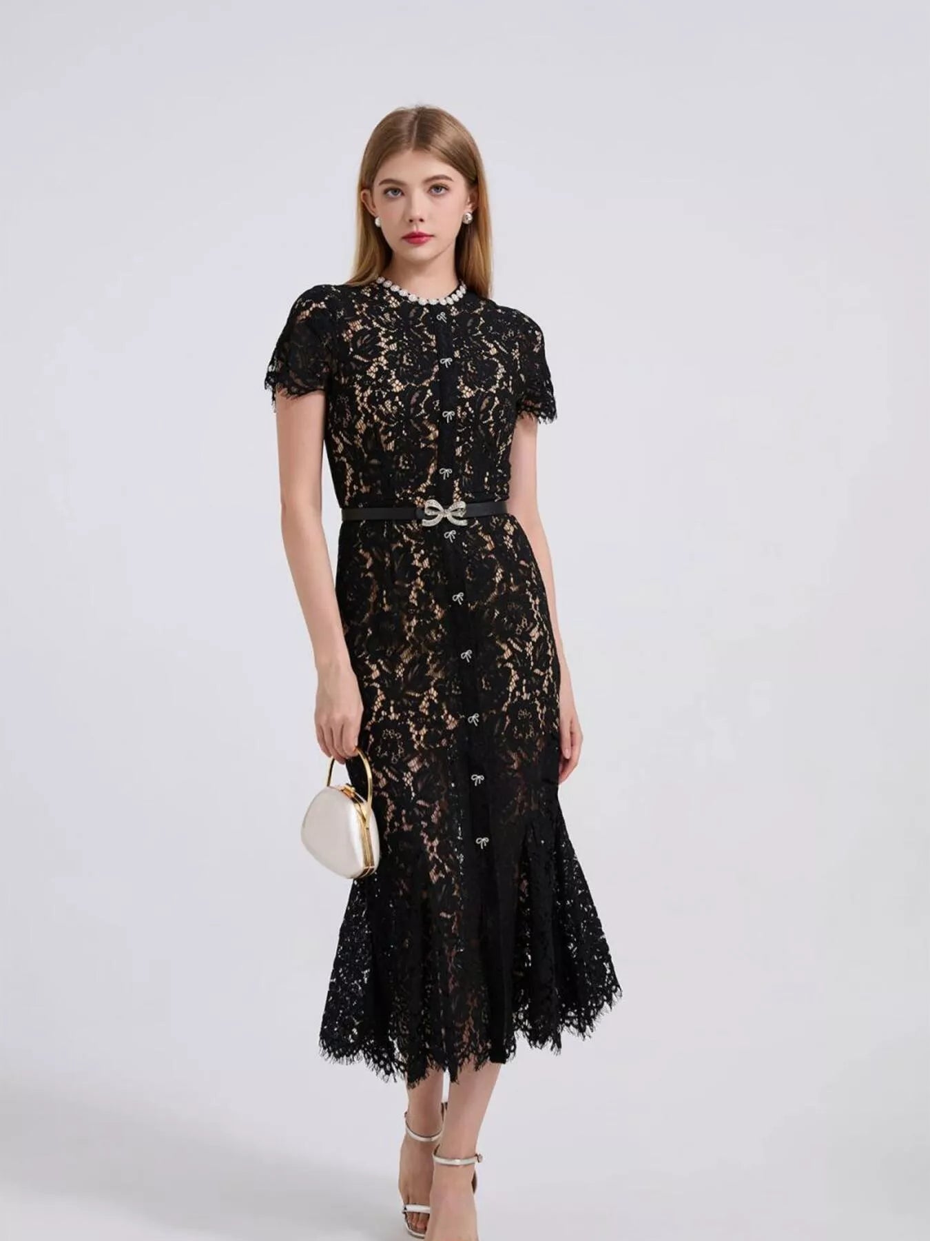 Lace dress hemline detail