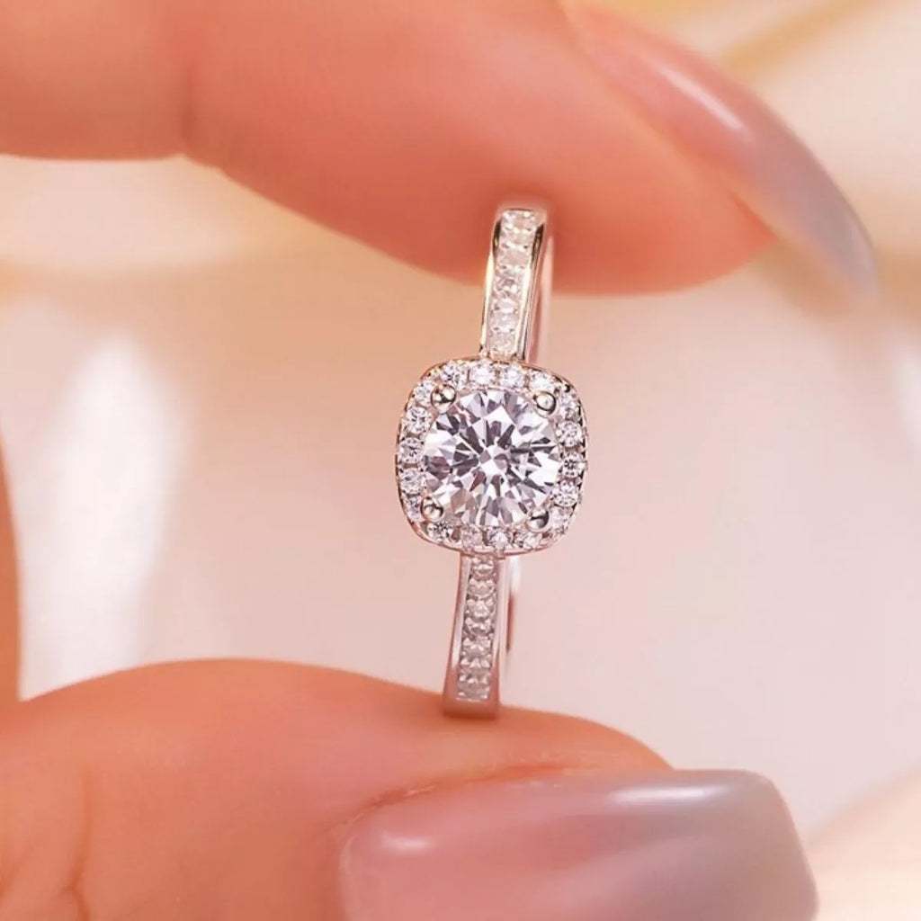 Moissanite ring stone detail sparkle