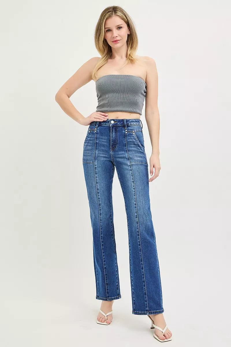 Seam detail on RISEN patch pocket jeans
