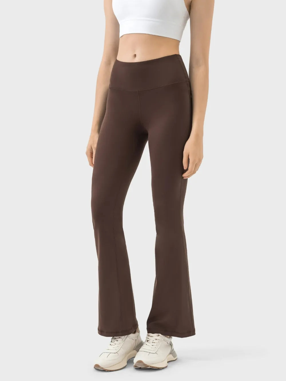 Detail of chocolate active pants fabric texture