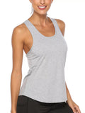 Lightweight crisscross active tank top in gray front view